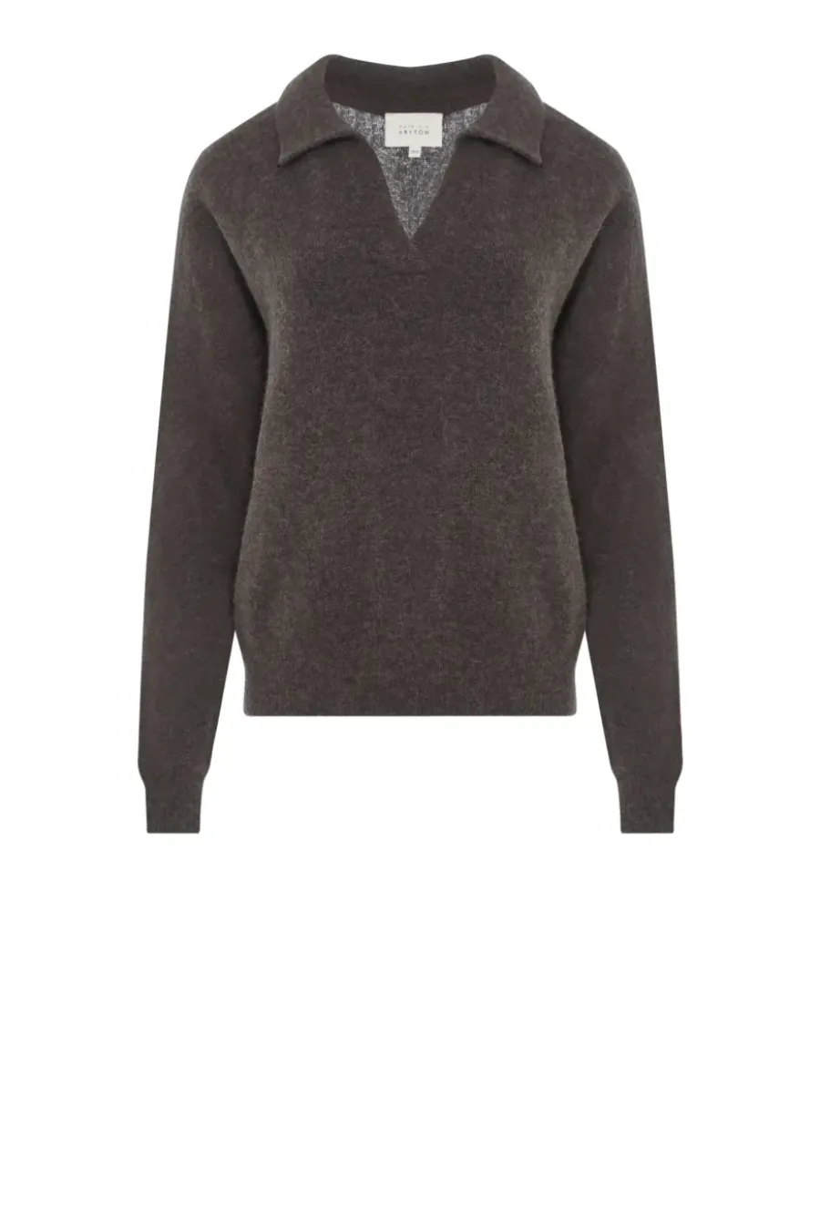 Brązowy sweter polo z wełną alpaki