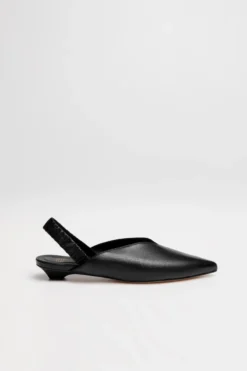 Czarne skórzane buty sling back