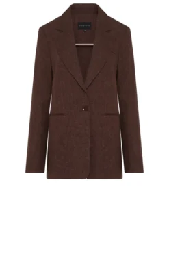 Czekoladowy lniany żakiet do garnituru