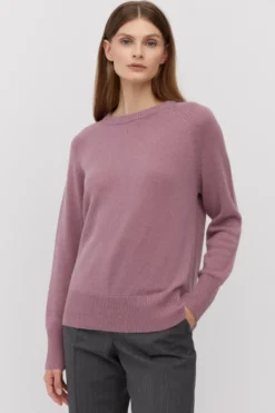 Fioletowy sweter z kaszmirem i wełną merino