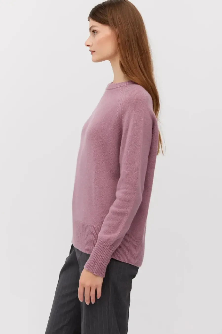 Fioletowy sweter z kaszmirem i wełną merino