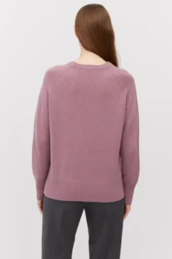 Fioletowy sweter z kaszmirem i wełną merino