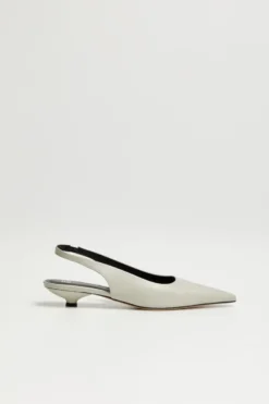 Jasnozielone skórzane buty slingback