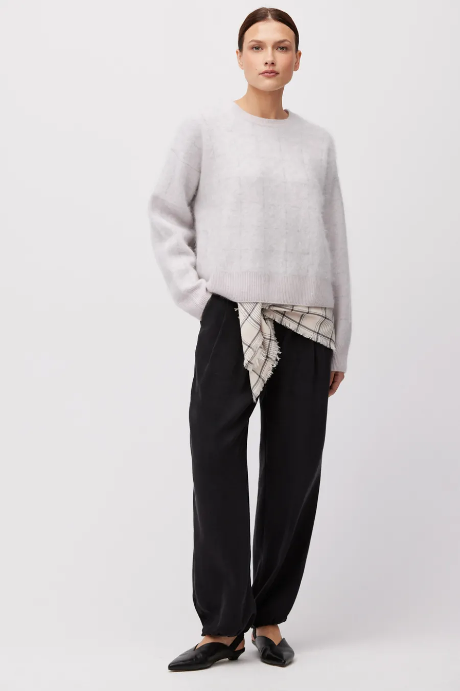 Kaszmirowy sweter w kratę