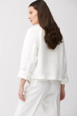 Krótka koszula off white z lnu