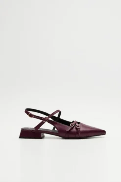 Śliwkowe buty slingback z zakrytymi palcami