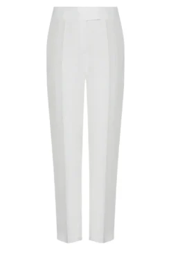 Lniane spodnie off white z wąską nogawką