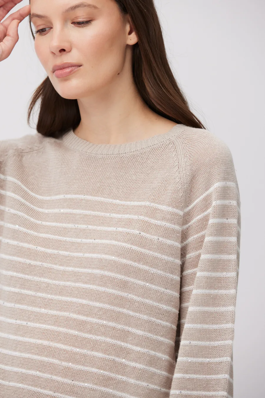 Lniany sweter w paski