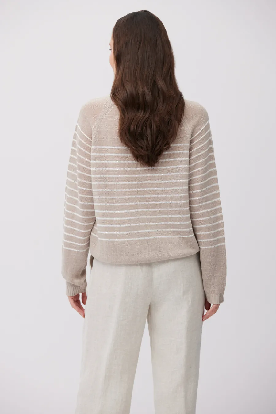 Lniany sweter w paski