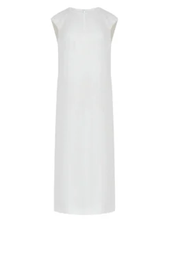 Midi sukienka off white z lnu