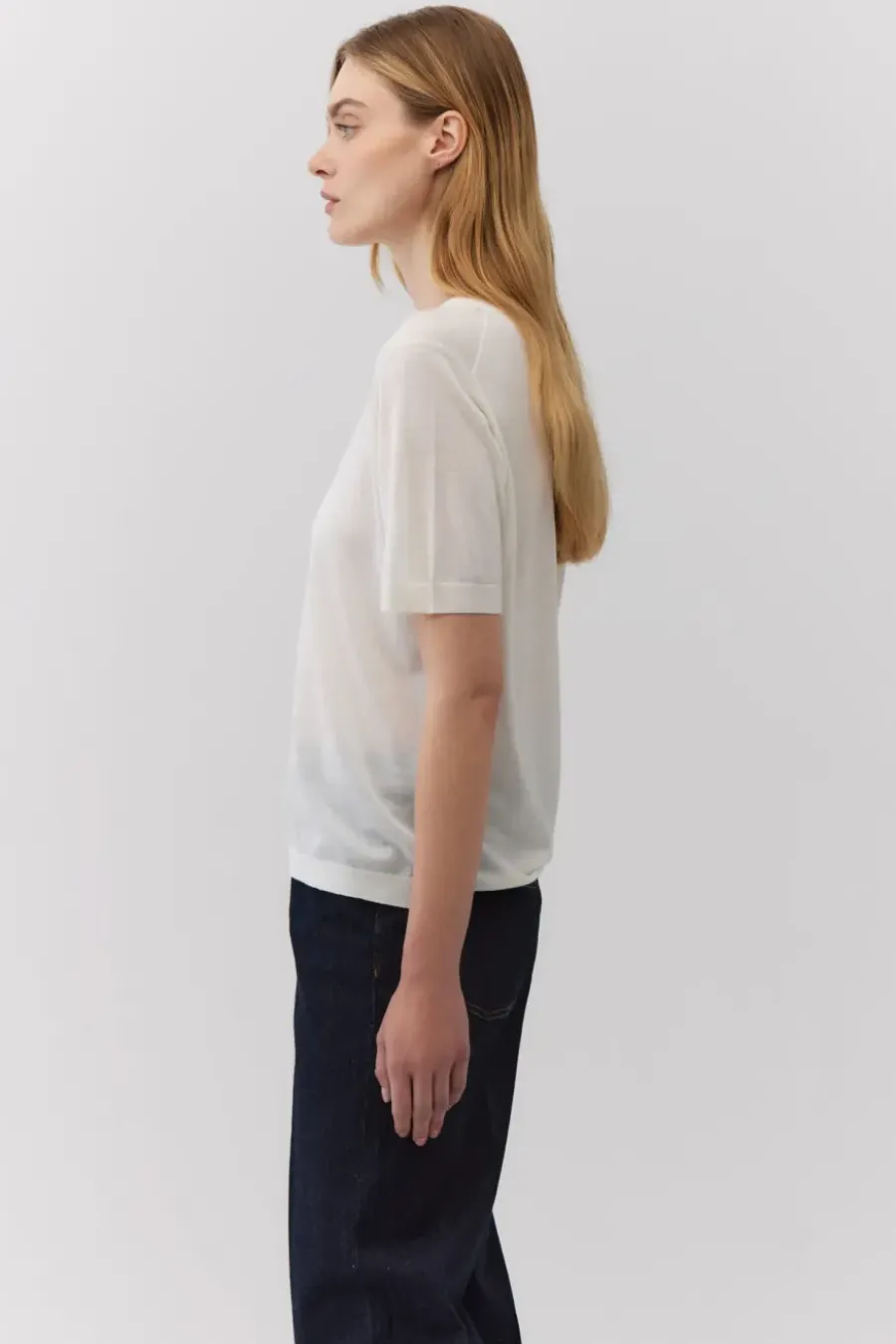 Śmietankowy t-shirt z wełny merynosowej