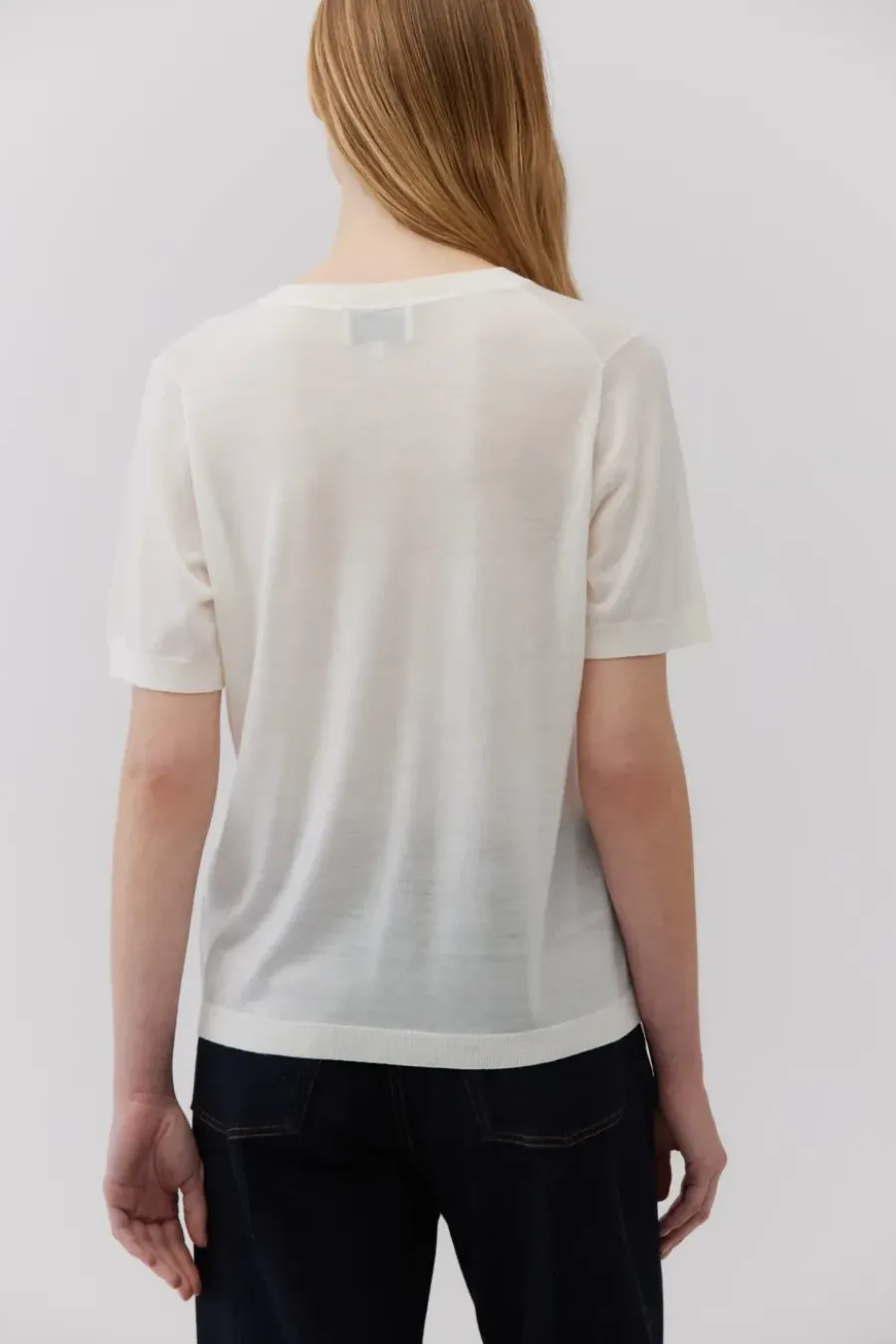 Śmietankowy t-shirt z wełny merynosowej