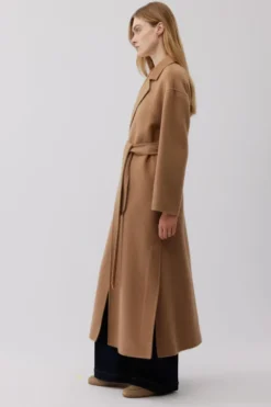 Płaszcz camel z wełny wielbłądziej doubleface