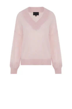 Pudrowo różowy sweter z wełną baby suri alpaki