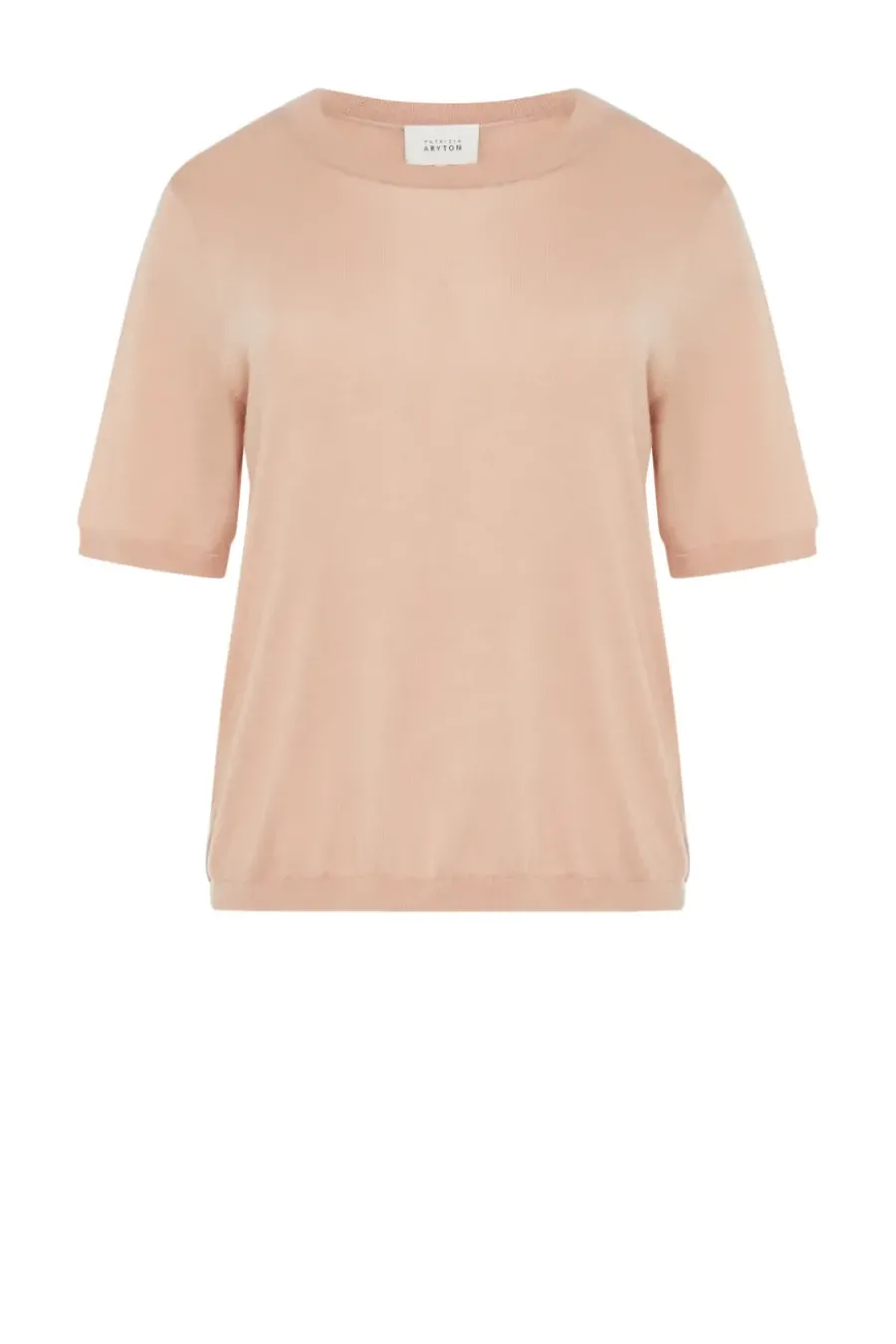 Pudrowo różowy t-shirt z kaszmirem i lyocellem