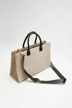 Torba z juty w kolorze taupe