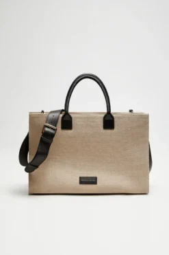 Torba z juty w kolorze taupe