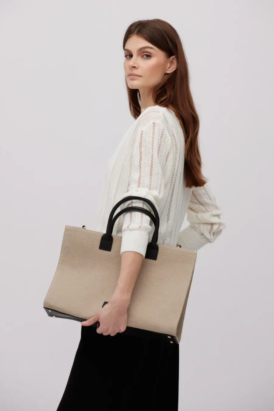 Torba z juty w kolorze taupe