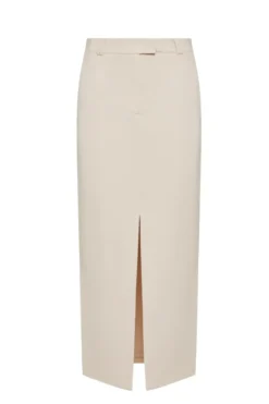 Wełniana spódnica midi w kolorze nude