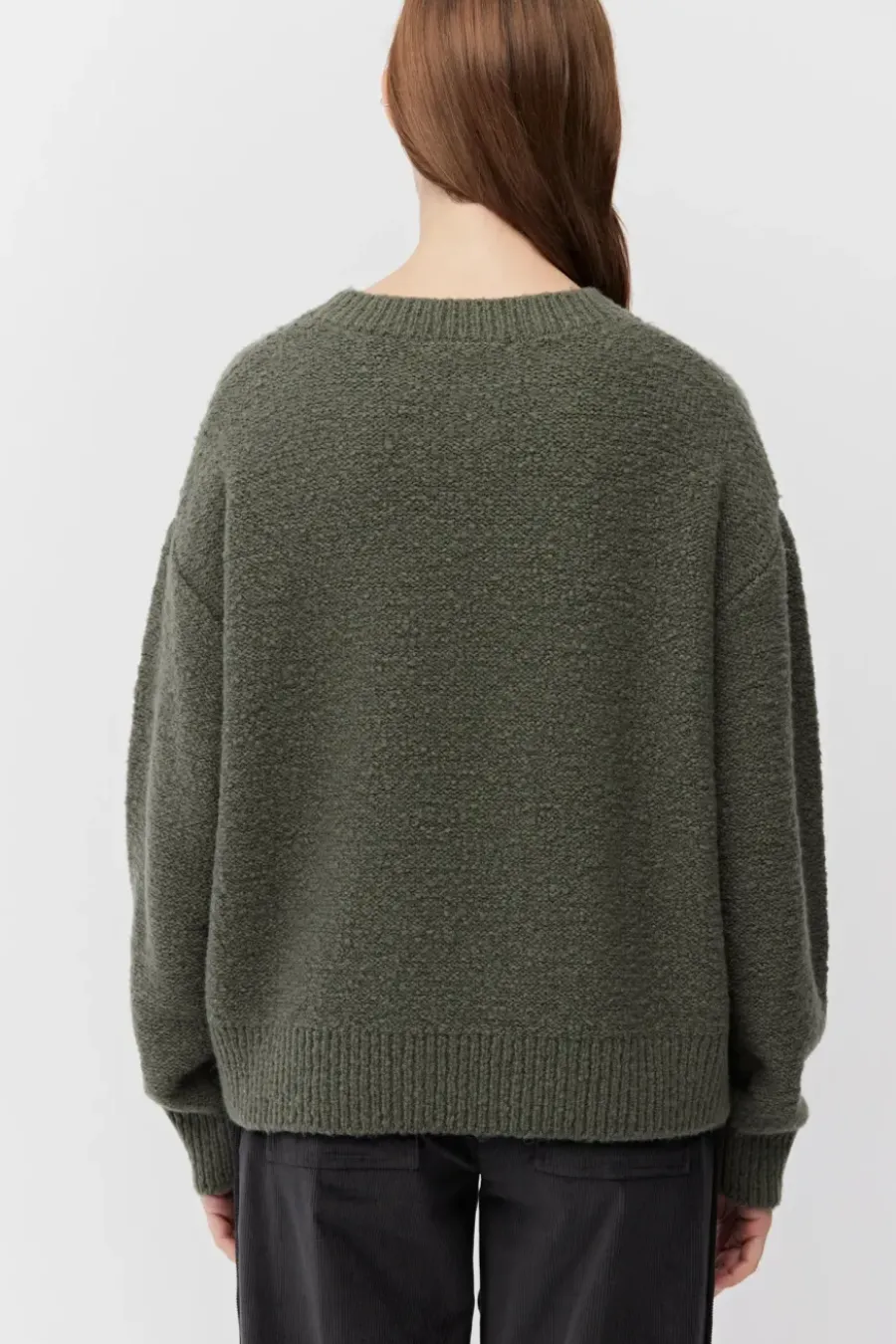 Zielony dzianinowy sweter z wełny merynosowej